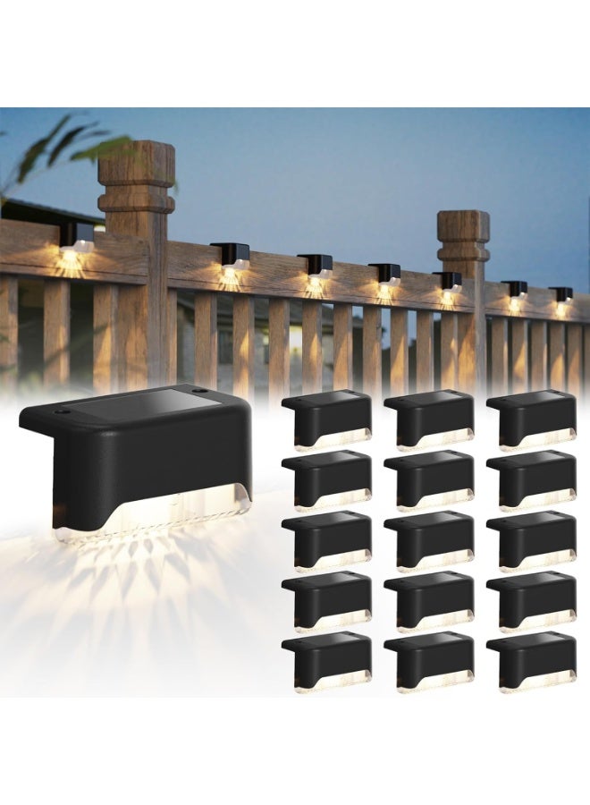 YelaJoy Solar Deck Lights 16 Pack, Waterproof Led Lights for Outdoor Stairs, Step, Fence, Yard, Patio, and Pathway (Warm White) - Image 1